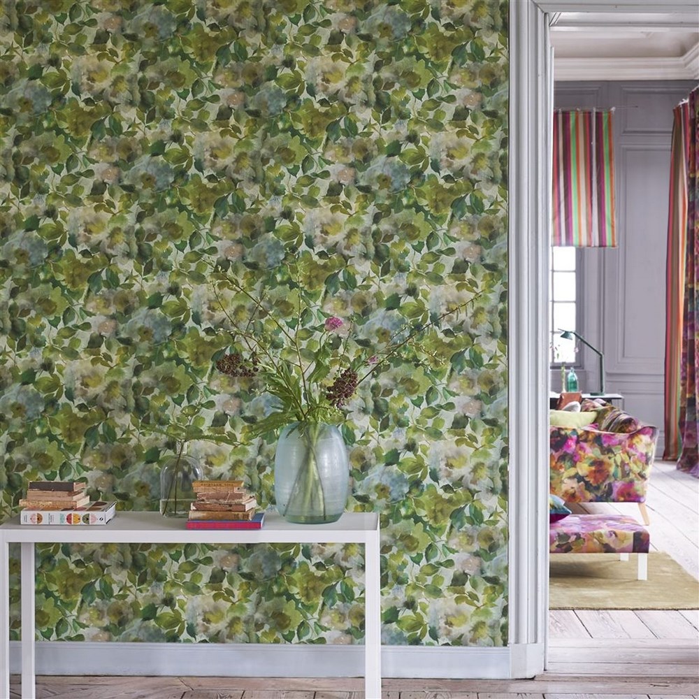 Surimono Wallpaper PDG1062 by Designers Guild in Moss Green